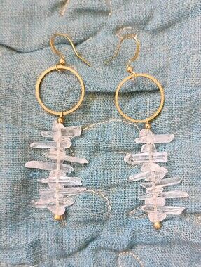 XL 'Stacked' Quartz Point Handmade Statement Earrings